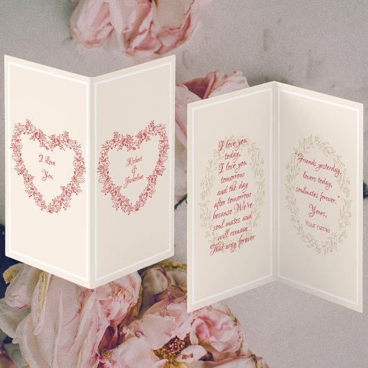 Vintager Blumenroter Liebe Herztag Valentinstag