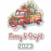 Vintager Blumenroter Weihnachtsurlaub Aufkleber (Vorderseite)