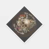 Vintager Blumenschädel im Goldrand Streifen Napkin Serviette (Ecke)