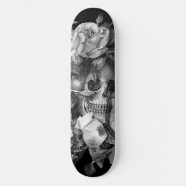Vintager Blumenschädel Schwarz & Weiß individuell  Skateboard
