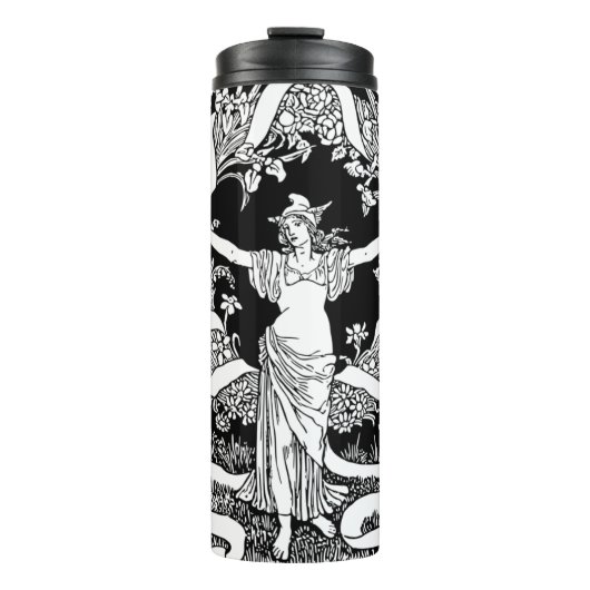 Vintager Blumenschädel Thermosbecher (Vorderseite)