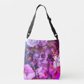 Vintager Blumenschädel Tragetaschen Mit Langen Trägern (Rückseite)