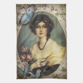 Vintager Blumenschmetterling, viktorianisch Geschirrtuch (Vertikal)