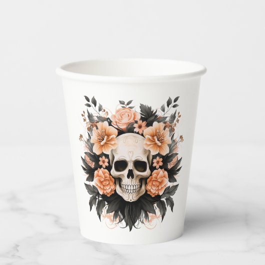 Vintager Blumenschmuck Pappbecher (Vorderseite)