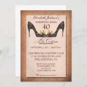 Vintager Blumenschuh-40. Geburtstags-Einladung Einladung (Vorne/Hinten)