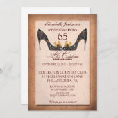 Vintager Blumenschuh-65. Geburtstags-Party Einladung (Vorne/Hinten)