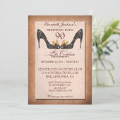 Vintager Blumenschuh 90. Geburtstagsparty Einladun Einladung (Stehend Vorderseite)