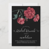 Vintager Blumenschwarzer Brautparty Brunch Einladung (Vorderseite)