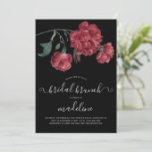 Vintager Blumenschwarzer Brautparty Brunch Einladung (Stehend Vorderseite)