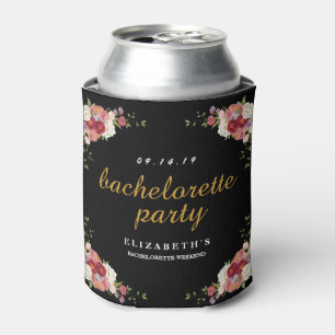 Vintager Blumenschwarzer Junggeselinnen-Abschied Dosenkühler