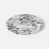 Vintager BlumenSchwarzweiss-Teller Pappteller (Schrägansicht)
