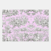 Vintager Blumensee Rosa Toile de jouy Geschenkpapier Set (Vorderseite)