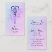 Vintager Blumenskript Hairstylist-Haar-Stylist Visitenkarte (Vorne/Hinten)