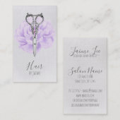 Vintager Blumenskript Hairstylist-Haar-Stylist Visitenkarte (Vorne/Hinten)