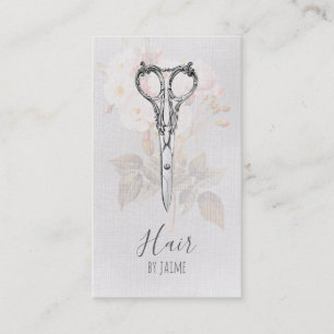 Vintager Blumenskript Hairstylist-Haar-Stylist Visitenkarte