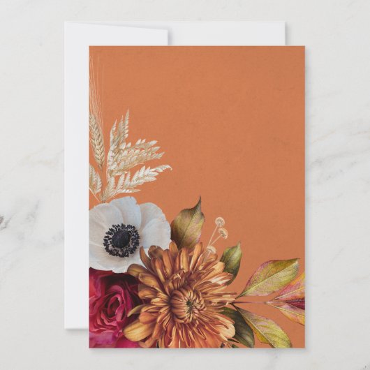 Vintager Blumenstrauch & Fuchsia Hochzeitsempfang Einladung (Rückseite)