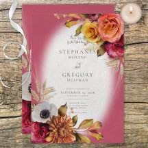 Vintager Blumenstrauch & Fuchsia Hochzeitsempfang