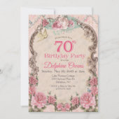 Vintager Blumenstrauß 70. Geburtstag Einladung (Vorderseite)