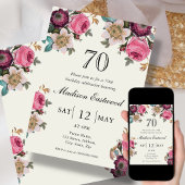 Vintager Blumenstrauß 70. Geburtstag Einladung