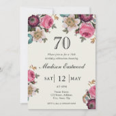 Vintager Blumenstrauß 70. Geburtstag Einladung (Vorderseite)
