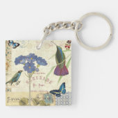 Vintager Blumenstrauß der Blumen, der Vögel und Schlüsselanhänger (Rückseite)