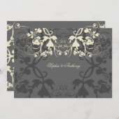 Vintager Blumenstrauß Geblüht Einladung von Elfenb (Vorne/Hinten)