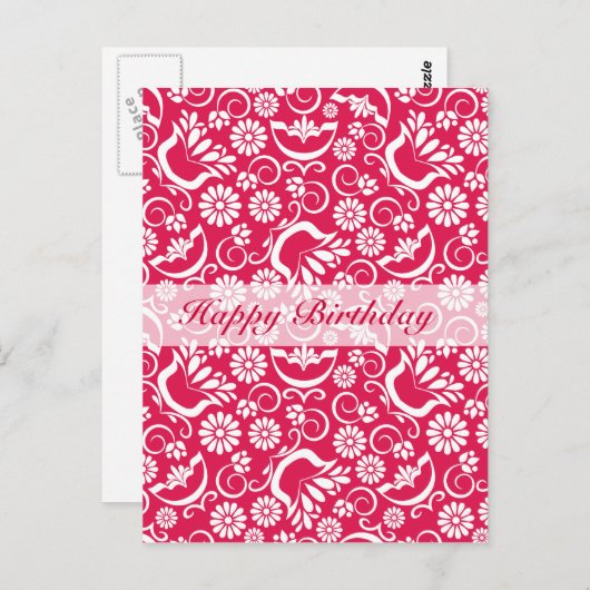 Vintager Blumenstrauß Geburtstag Postkarte (Vorne/Hinten)