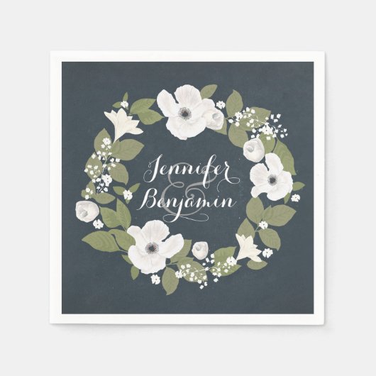 Vintager Blumenstrauß Hochzeitsnapkins Serviette (Vorderseite)