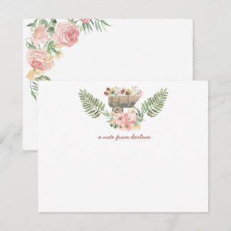 Vintager Blumenstrauß, rosa und gelb Mitteilungskarte