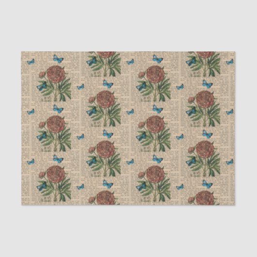 Vintager Blumenstrauß Seidenpapier (Vorderseite)