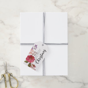 Vintager Blumenstrauß-Weihnachtsfeiertag Geschenkanhänger