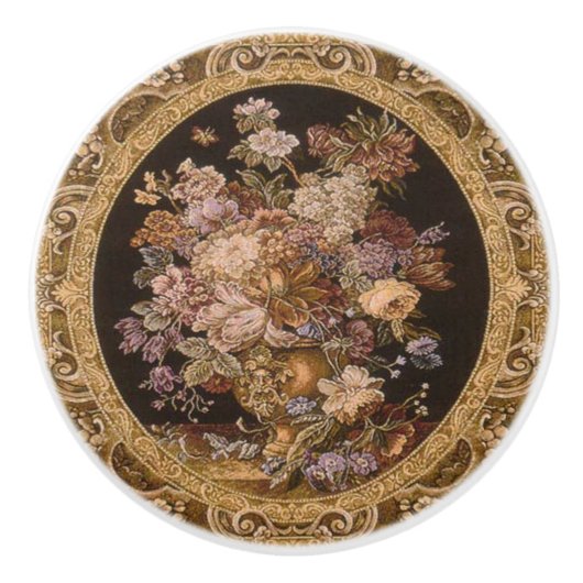 Vintager Blumentürgriff Keramikknauf (Vorderseite)