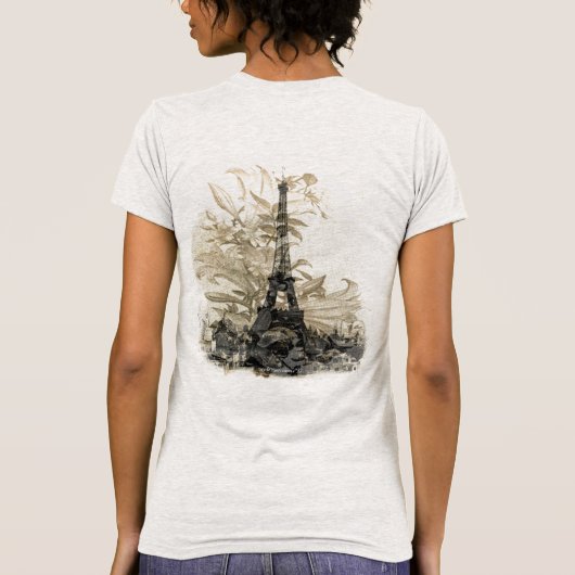 Vintager Blumenturm paris Eiffel T-Shirt (Rückseite)