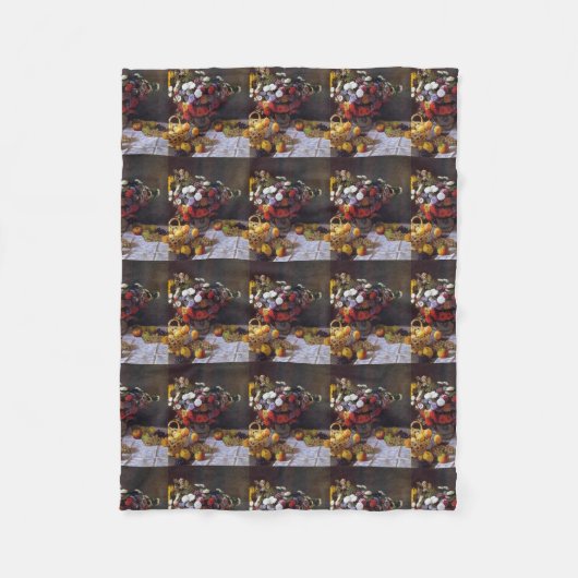 Vintager Blumenvasenblumenstrauß Monet berühmter Fleecedecke (Vorderseite)