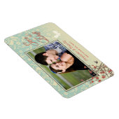 Vintager Blumenvogel + Damast Save the Date Foto Magnet (Rechte Seite)