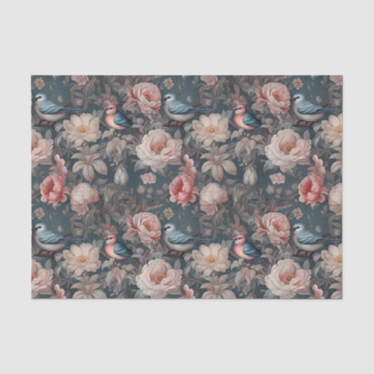 Vintager Blumenvogel Seidenpapier (Vorderseite)