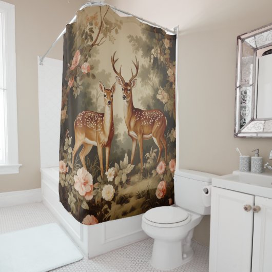 Vintager Blumenwald Duschvorhang (Beispiel)