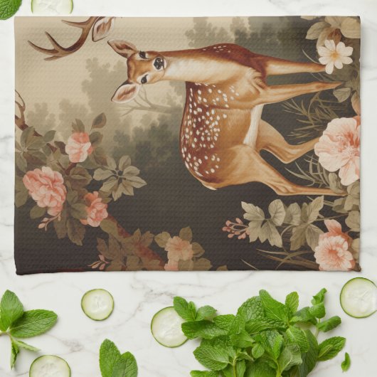 Vintager Blumenwald Geschirrtuch (Gefaltet)