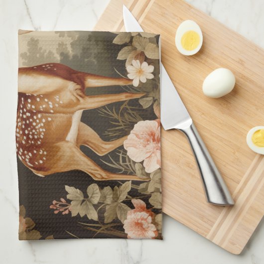 Vintager Blumenwald Geschirrtuch (Viertel Falte)