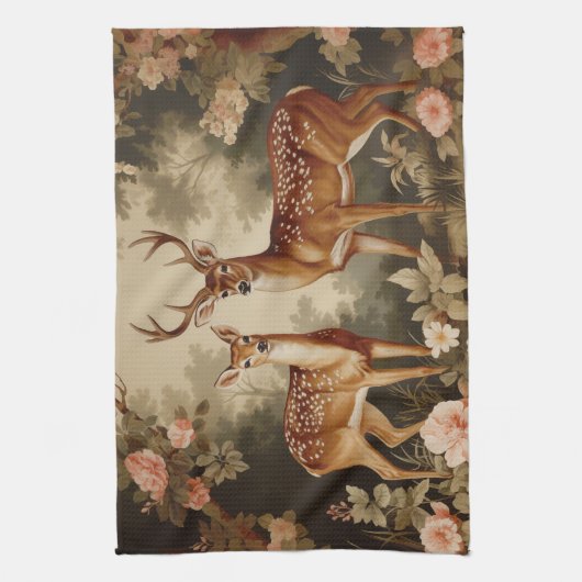 Vintager Blumenwald Geschirrtuch (Vertikal)