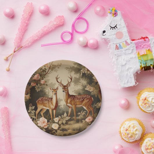 Vintager Blumenwald Pappteller (Party)