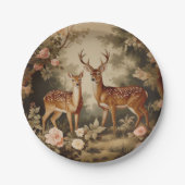 Vintager Blumenwald Pappteller (Vorderseite)