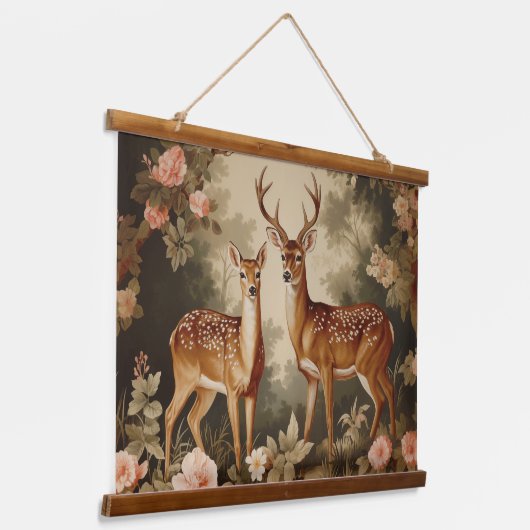 Vintager Blumenwald Wandteppich Mit Holzrahmen (Gewinkelt)