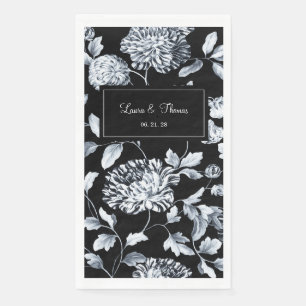 Vintager Blumenwein Hochzeit Schwarz & Weiß Serviette