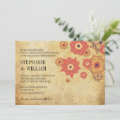 Vintager Blumenwirbel Einladung zur Hochzeit (Stehend Vorderseite)