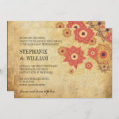 Vintager Blumenwirbel Einladung zur Hochzeit (Vorne/Hinten)