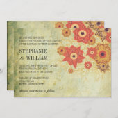 Vintager Blumenwirbel Einladung zur Hochzeit (Vorne/Hinten)