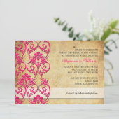 Vintager Blumenwirbel - Einladung zur Hochzeitsfei (Stehend Vorderseite)