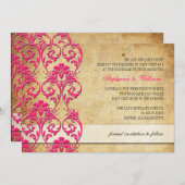 Vintager Blumenwirbel - Einladung zur Hochzeitsfei (Vorne/Hinten)