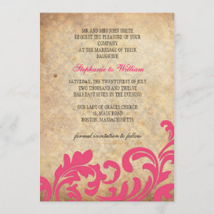 Vintager Blumenwirbel (Hot Pink) Einladung zur Hoc